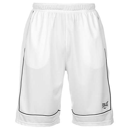 Everlast - Pantalones cortos de baloncesto para hombre, sueltos, ropa deportiva, Todo el año, Relajado., Hombre, color negro/blanco, tamaño XL