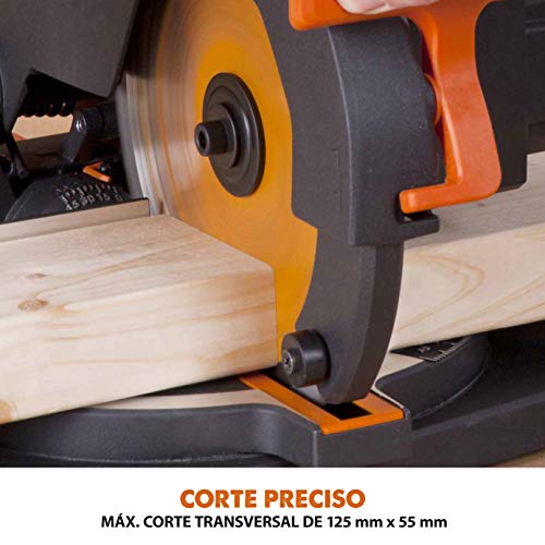 EVOLUTION POWER TOOLS R210CMS Sierra ingletadora fabricada de un compuesto multimaterial, 230 V, 210 mm