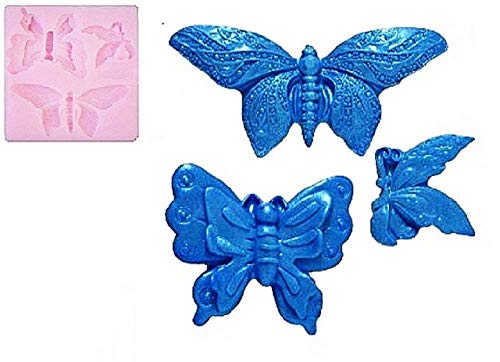 EVRYLON 3 Mariposas Molde de Silicona Pasta de azúcar Pasteles Fondant panqueques Magdalenas