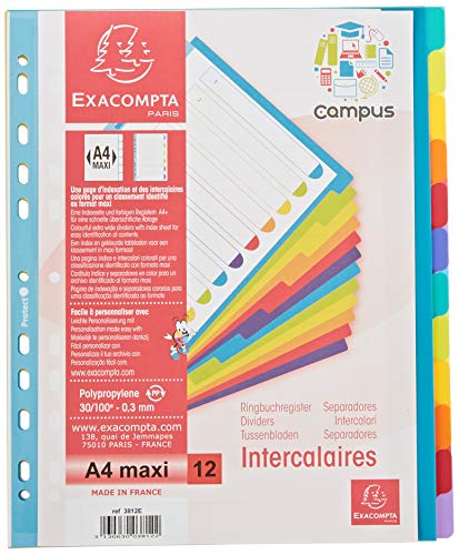 Exacompta 3812E Plastic Slip Maxi Neutral 12 botones translúcidos