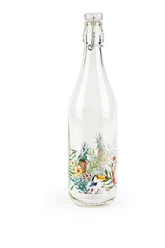 Excelsa - Botella Transparente con decoración Tropical, 1