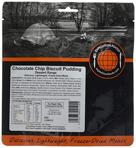 Expedition Foods Chocolate Chip Biscuit Pudding Gama de postres, Unisex Adulto, Negro, Dessert Range