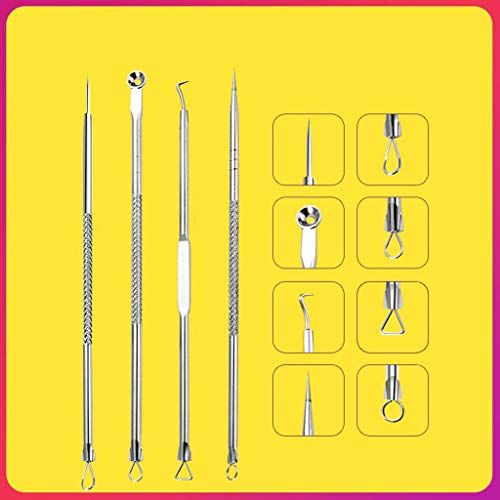 Extractor de Puntos Negros Kit De composición doble 6PCS La eliminación del acné inoxidable Agujas Conjunto removedor de la espinilla de la espinilla del acné Herramienta 6 piezas Kit de tratamiento d