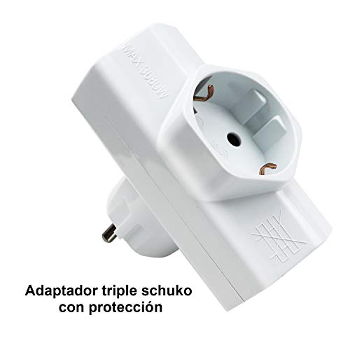 Extrastar Adaptador Triple Schuko 16 A 250v 3680W G02103 2 paquetes