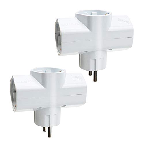 Extrastar Adaptador Triple Schuko 16 A 250v 3680W G02103 2 paquetes