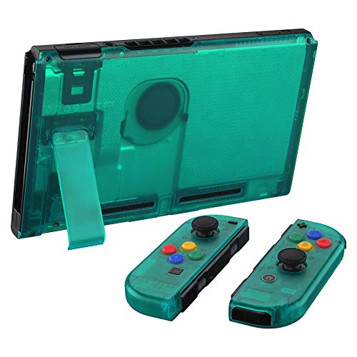 eXtremeRate Carcasa Completa para Nintendo Switch Funda Cubierta Trasera para Consola de Switch,Case de Agarre y Botones Coloridos para Joy-con de Nintendo Switch Shell de Bricolaje(Verde Esmeralda)