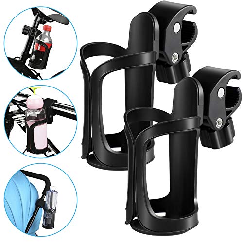 EXTSUD Portabotellas para Bicicleta 2 PCS Portavasos para Carrito Bebé Soporte de Botella para Silla de Paseo, Universal para Bicicletas, Cochecitos y Sillas de Ruedas