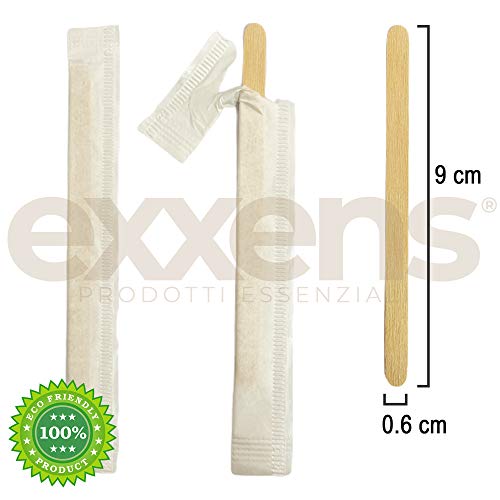 Exxens - Paletas de café biodegradables de madera, 500 unidades, palillos desechables para hacer café en vasos