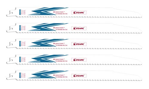 EZARC Hojas de sierra sable Bimetálica Cobalt R1230DM 300mm 10TPI Demolición de Madera y Metal - 5 piezas