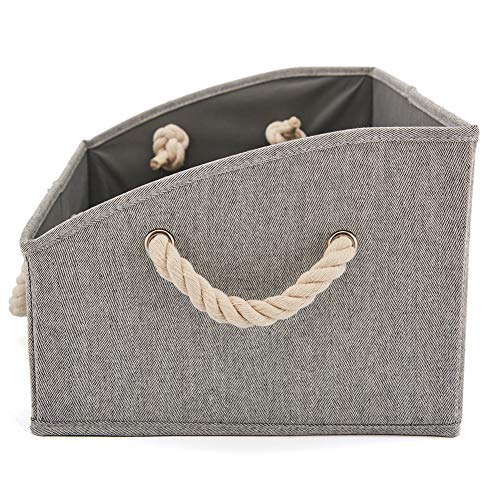 EZOWare 3 pcs Cajas de Almacenaje, Caja Abierta con Angulo de Tela Plegable Resistente con Manijas para Estanterías, Armarios, Ropa, Camisetas, Juguetes, y mas - (Gris)