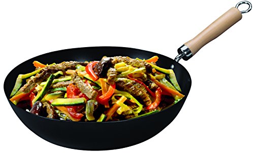 Fackelmann 30119 - Wok 24cm. en acero con revestimiento antiadherente negro y mango de madera natural