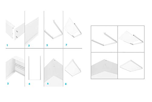 FactorLED Kit de Superficie para Panel 60x60 con Marco blanco, Fabricado en Aluminio, Kit para Techos - Accesorios Led