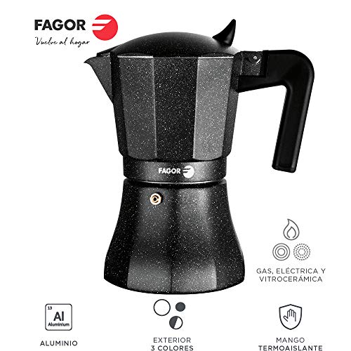 Fagor Tiramisu. La cafetera Tiramisu está Fabricada en Aluminio Extra Grueso. Pomo y Mangos ergonómicos Fabricados en Nylon Muy Resistente Toque Frio. Junta Silicona de Gran Durabilidad (3 Tazas)