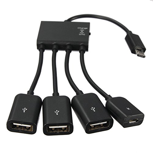 FamilyMall(TM 4 Puertos USB Micro Alimentación Carga OTG Hub Cable Adaptador para HTC LG S4 Galaxy Tab 3