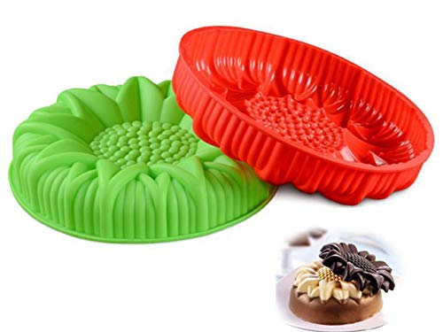 FantasyDay Premium Antiadherente Moldes para Tartas, Moldes de Silicona para Caramelos, Chocolate, Hornear, Tarta, Galletas, Jabón, Hielo - Antiadherente Apto para Lavavajillas Y Microondas - Girasol