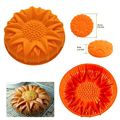 FantasyDay Premium Antiadherente Moldes para Tartas, Moldes de Silicona para Caramelos, Chocolate, Hornear, Tarta, Galletas, Jabón, Hielo - Antiadherente Apto para Lavavajillas Y Microondas - Girasol