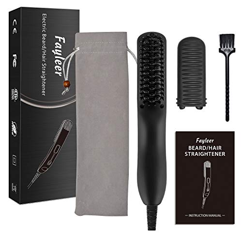 fayleer Plancha Barba Alisador Barba Cepillo Alisador de Pelo Cabello Peine Barba Eléctrico Plancha Pelo Flequillo para Hombre Mujer con Pantalla LCD 6 Temperatura Regulable 120-220°C Anti-escaldado