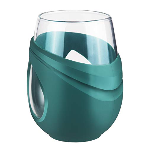 FCSDETAIL Vasos de Cristal Borosilicato con Funda Protectora de Silicona de 500 ml, Juego de 4 Copas para Vino Tinto, Vino Blanco, Café y Agua, etc.