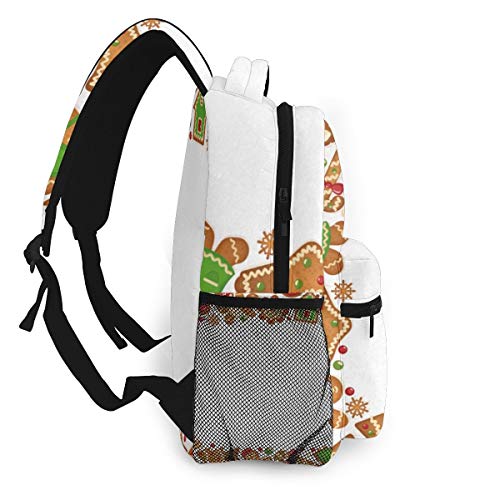 FDFCSD Mochilas Escolares, Navidad Temporada Marco Galletas de Jengibre Mochila Hombre Mujer Casual Mochila para Portatil 14 Pulgadas Mochila Universidad Resistente Mochila Instituto