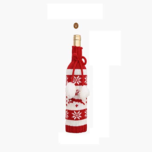 FEE-ZC Paquete de 3 Bolsas navideñas de Punto para Botellas de Vino, Funda de Regalo para Decoraciones de Banquetes de Boda, Vacaciones, Navidad, cata de vinos, Suministros para Fiestas