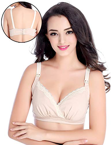 FeelinGirl Mujer Sujetador de Lactancia Conjuntos de Lencería de 3 Piezas Bra Set Pack Algodón Sujetador Postoperatorio Mamá Multicolor XL:80E/F 85D/E/F 90A/B/C/D