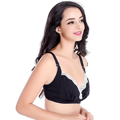 FeelinGirl Mujer Sujetador de Lactancia Conjuntos de Lencería de 3 Piezas Bra Set Pack Algodón Sujetador Postoperatorio Mamá Multicolor XL:80E/F 85D/E/F 90A/B/C/D