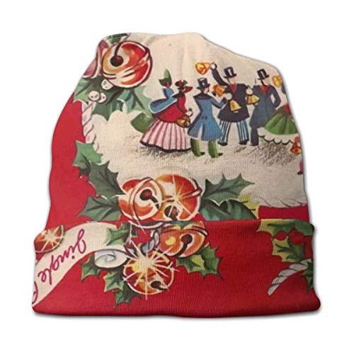 Feliz Navidad, gorro de campanas de colores para niños y niñas, gorro de calavera suave y holgado, cálido, elástico, liso, con puños de punto, sombreros unisex, negro