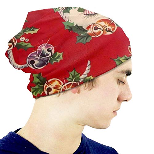 Feliz Navidad, gorro de campanas de colores para niños y niñas, gorro de calavera suave y holgado, cálido, elástico, liso, con puños de punto, sombreros unisex, negro