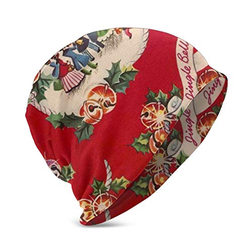 Feliz Navidad, gorro de campanas de colores para niños y niñas, gorro de calavera suave y holgado, cálido, elástico, liso, con puños de punto, sombreros unisex, negro