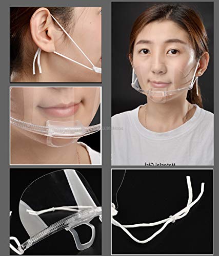FEOYA Protección Facial Transparente Mujer Hombre 10 Piezas Visera Protectora Anti-Saliva Anti-polvo Reutilizable Decoración Facial F-02