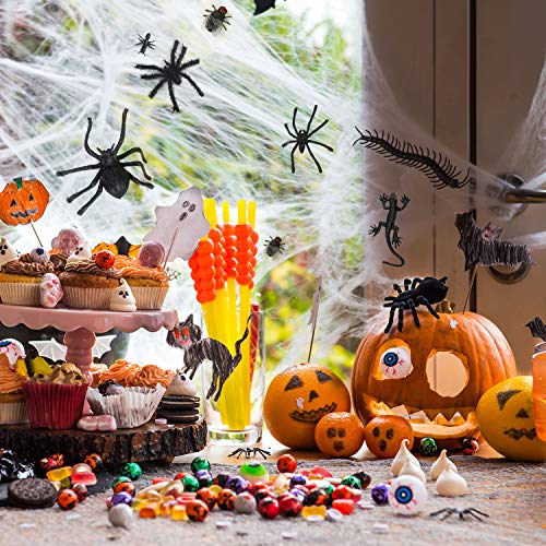 FEPITO 160 PCS Plástico Halloween Arañas Cucarachas Escorpiones Ratas Geckos Ciempiés Moscas Murciélagos Realista Insectos Juguetes Broma Novedad para Halloween Decoraciones