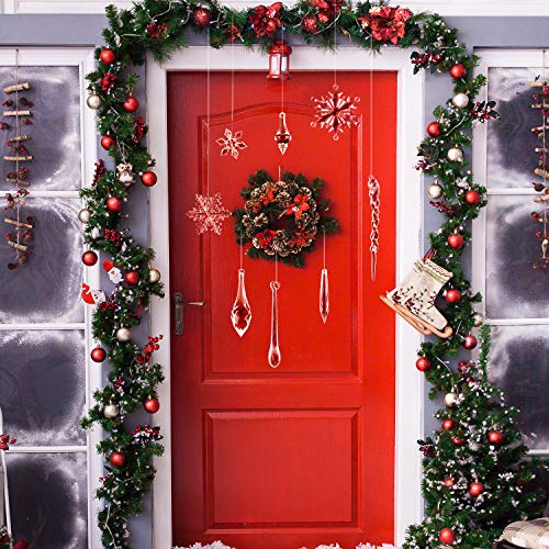 FEPITO 50 PCS Decoración navideña Carámbanos acrílicos Copo de Nieve Colgando carámbanos Carámbano de Navidad Adornos de Copo de Nieve Set para Decoraciones navideñas