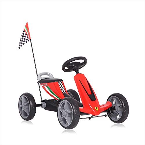 Ferrari Licencia Oficial Go Kart Pedales Coche de Pedales para Niños y Ruedas Deportes Juguete de Carreras en Ruedas de EVA de 3 - 6 Años en Rojo