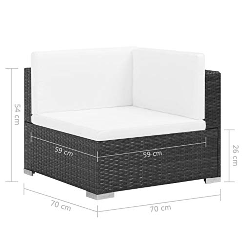 Festnight Conjunto de Muebles Ratán de Jardin Negro 19 Piezas