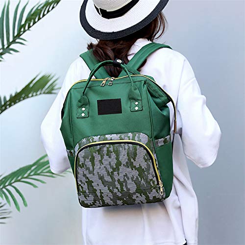 fhdc Mochila Mochila De Momia Oxford Serpentine Pañal Bolsas De Biberón Bolsa De Bebé De Gran Capacidad Mochila De Viaje Enfermería   Verde