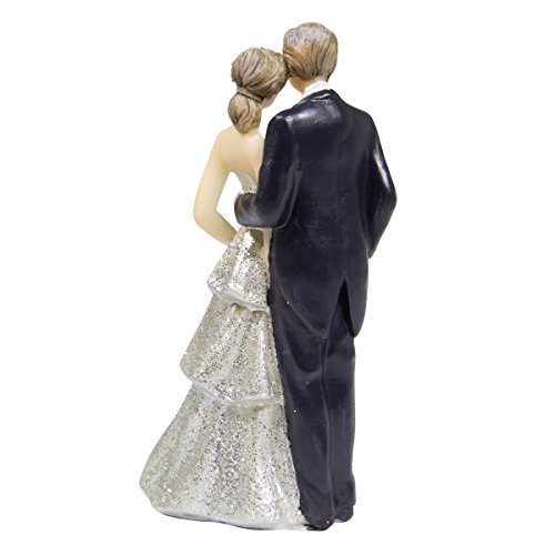 Figura de pareja de novios para boda, 25 años, color plateado