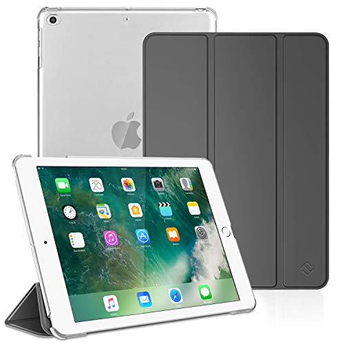 Fintie Funda para iPad 2018/2017 - Trasera Transparente Carcasa Ligera con Función de Soporte y Auto-Reposo/Activación para iPad 5.ª / 6.ª Generación 9,7 Pulgadas, Gris Oscuro