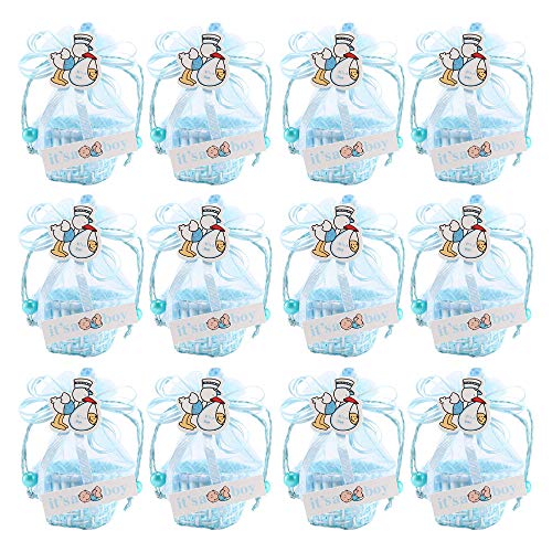 FireAngels 12 piezas DIY Bear Pattern/Cute Duck Cumpleaños Baby Shower Party Favors Basket Candy Box con cintas bautizo niño niña cajas de regalo Blue-Duck