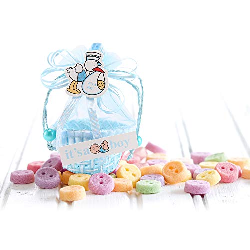 FireAngels 12 piezas DIY Bear Pattern/Cute Duck Cumpleaños Baby Shower Party Favors Basket Candy Box con cintas bautizo niño niña cajas de regalo Blue-Duck