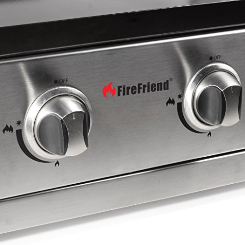 FireFriend BQ-6394 Parrilla de gas, dos quemadores, acero inoxidable, Negro, 57 x 28 x 60 cm