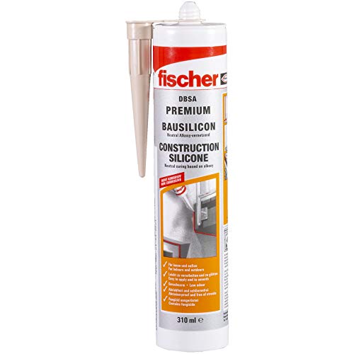 fischer DBSA BG - Silicona de construcción premium para uso en juntas de conexión y expansión en interiores y exteriores, sellador antiolor, beige, 310 ml, 1 unidad, número de referencia 53095