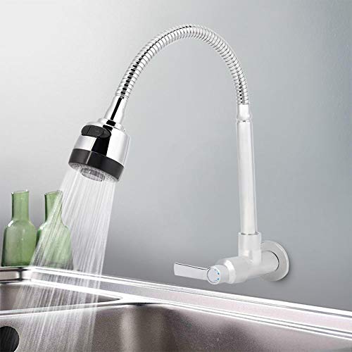 Fishlor Grifo Giratorio, G1 / 2inch Cocina doméstica Individual Tipo de Agua fría Grifo Giratorio de 360 ​​° para Montaje en Pared Grifo, Grifo de Cocina, Grifo