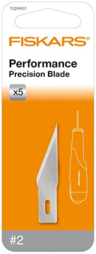 Fiskars Cuchilla N°2 de Precisión (x5), Cuchillas de repuesto para Fiskars Mini Cúter de precisión, Acero de calidad, Plata, 1024401