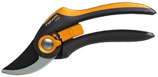 Fiskars SmartFit 1001424 - Tijeras de podar con cuchilla bypass, diámetro de corte ajustable hasta 2.4 cm, Acero de calidad y cubierta antiadherente, mangos de plástico reforzado, color Negro/Naranja