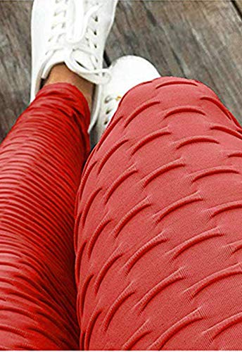 FITTOO Mallas 3/4 Leggings Capris Mujer Pantalones Yoga Alta Cintura Elásticos Super Suave #1 Rojo M