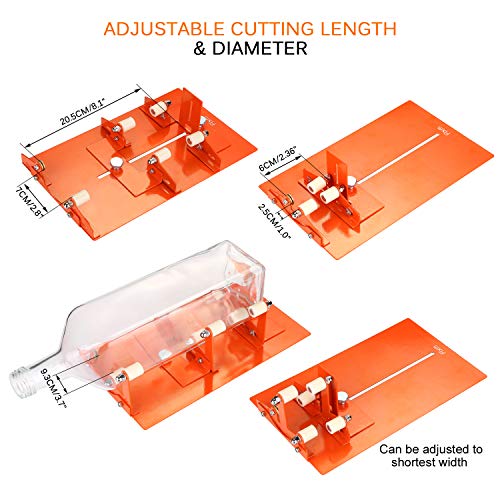 FIXM 0213 - Cortador de botellas de diferentes tamaños y formas como redondo, rectangular, ovalado y cuello de botella con soporte adicional para creaciones DIY