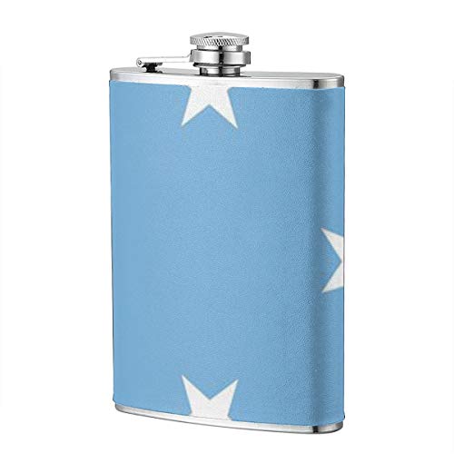 Flag Of Micronesia Frasco de cadera de acero inoxidable 8OZ Divertido para hombres, padrino de boda, esposo, esposa, licor de mujer