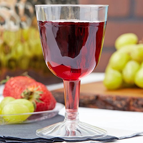 Flairware - Juego de 40 copas de vino de plástico, transparentes, 140 ml