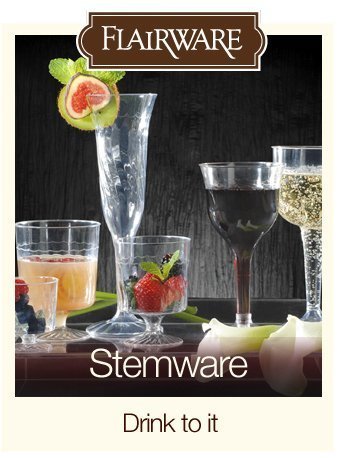 Flairware - Juego de 40 copas de vino de plástico, transparentes, 140 ml