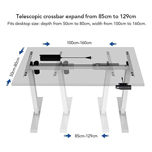 FLEXISPOT E1W Marco de Escritorio de pie con Altura Ajustable eléctrica, Escritorio de pie de Acero sólido con tecla de Memoria automática Inteligente (Blanco)